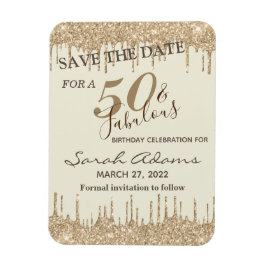 Glam Gold Brown Tropfen 50 Fab Geburtstag Save the Magnet