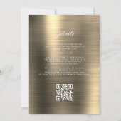 Glam Gold Brushed Metal QR Code Wedding Einladung (Rückseite)