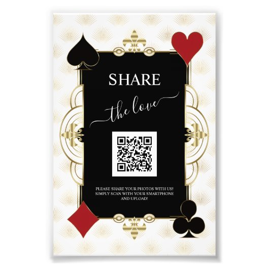 Glam Gold Casino Share The Love QR Code Wedding Fotodruck (Vorne)