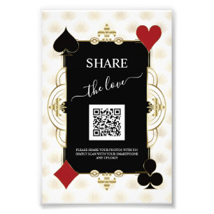 Glam Gold Casino Teile die Liebe QR-Code-Hochzeit Fotodruck
