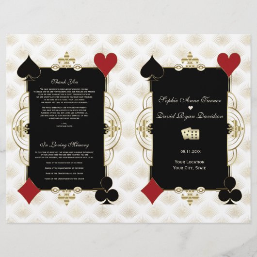 Glam Gold Casino Vegas Hochzeitsprogramm (Vorne)
