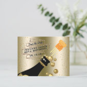 Glam Gold Champagne Save the Date Elegant Geburtst Ankündigungspostkarte (Stehend Vorderseite)
