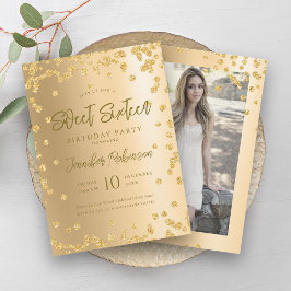 Glam Gold Chic Glitzer Foto Sweet 16 Einladung