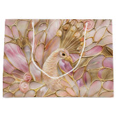 Glam Gold Chic Pink Peacock Große Geschenktüte (Vorderseite)