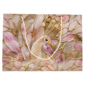 Glam Gold Chic Pink Peacock Große Geschenktüte (Rückseite)