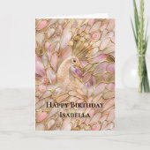 Glam Gold Chic Pink Peacock Karte (Vorderseite)