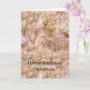 Glam Gold Chic Pink Peacock Karte
