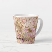 Glam Gold Chic Pink Peacock Milchtasse (Rechte Ecke)