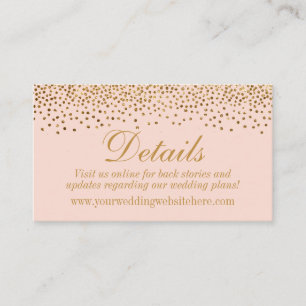 Glam Gold Confetti auf Blush Wedding Details Cards Begleitkarte