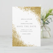 Glam Gold Confetti Dots Save the Date Card (Stehend Vorderseite)