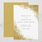 Glam Gold Confetti Dots Save the Date Card (Vorne/Hinten)