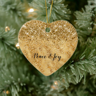 Glam Gold Confetti Glitzer Leopard Print Keramik Ornament