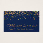 Glam Gold Confetti Punkte auf Navy Drink Tickets (Vorderseite)