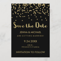 Glam Gold Confetti Wedding Speichern Sie das Datum