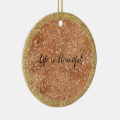 Glam Gold Copper Glitzer Leopard Print Keramik Ornament (Rechts)