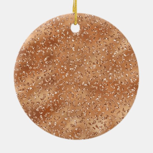 Glam Gold Copper Glitzer Leopard Print Keramik Ornament (Hinten)