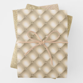 Glam Gold Cream Champagne Diamond Glitz Wedding Geschenkpapier Set