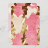 Glam Gold Cream Pink Cowgirl Cowhide Birthday Einladung (Vorne/Hinten)