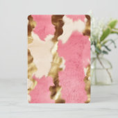 Glam Gold Cream Pink Cowgirl Cowhide Birthday Einladung (Stehend Vorderseite)