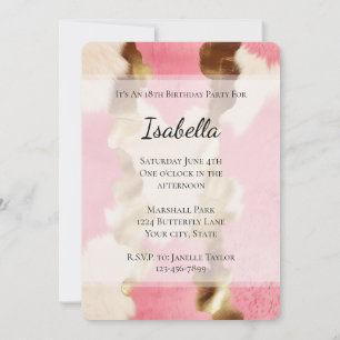 Glam Gold Creme Pink Cowgirl Rinds Geburtstag Einladung