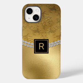 Glam Gold Damask Mit Monogramm Case-Mate iPhone Ca 14 Hülle