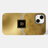 Glam Gold Damask Mit Monogramm Case-Mate iPhone Ca Hülle (Rückseite (Horizontal))