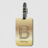 Glam Gold Diamant Monogramm Anfangsbuchstabe B Gepäckanhänger (Vorderseite Vertikal)