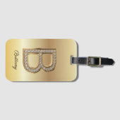 Glam Gold Diamant Monogramm Anfangsbuchstabe B Gepäckanhänger (Vorderseite (Horizontal))