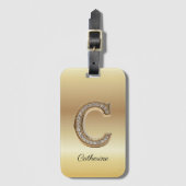 Glam Gold Diamant Monogramm Anfangsbuchstabe C Gepäckanhänger (Vorderseite Vertikal)
