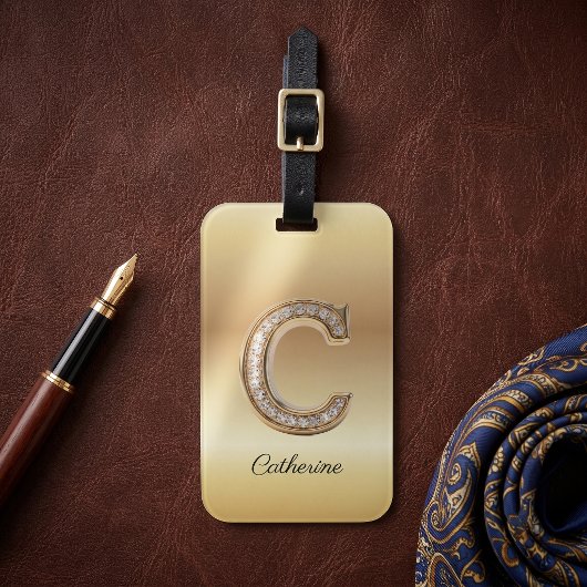 Glam Gold Diamant Monogramm Anfangsbuchstabe C Gepäckanhänger