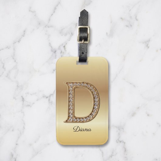 Glam Gold Diamant Monogramm Anfangsbuchstabe D Gepäckanhänger