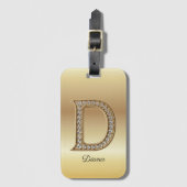 Glam Gold Diamant Monogramm Anfangsbuchstabe D Gepäckanhänger (Vorderseite Vertikal)