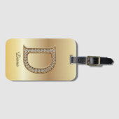 Glam Gold Diamant Monogramm Anfangsbuchstabe D Gepäckanhänger (Vorderseite (Horizontal))