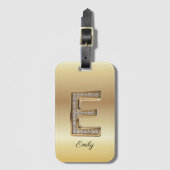 Glam Gold Diamant Monogramm Anfangsbuchstabe E Gepäckanhänger (Vorderseite Vertikal)