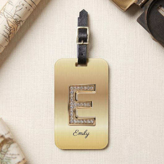 Glam Gold Diamant Monogramm Anfangsbuchstabe E Gepäckanhänger