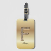 Glam Gold Diamant Monogramm Anfangsbuchstabe F Gepäckanhänger (Vorderseite Vertikal)