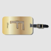 Glam Gold Diamant Monogramm Anfangsbuchstabe F Gepäckanhänger (Vorderseite (Horizontal))