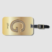 Glam Gold Diamant Monogramm Anfangsbuchstabe G Gepäckanhänger (Vorderseite (Horizontal))