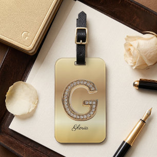 Glam Gold Diamant Monogramm Anfangsbuchstabe G Gepäckanhänger