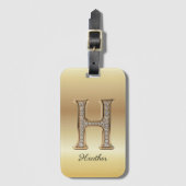 Glam Gold Diamant Monogramm Anfangsbuchstabe H Gepäckanhänger (Vorderseite Vertikal)