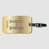 Glam Gold Diamant Monogramm Anfangsbuchstabe H Gepäckanhänger (Vorderseite (Horizontal))