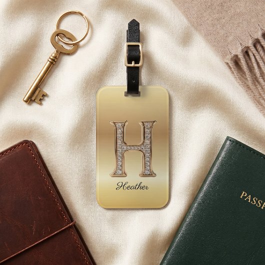 Glam Gold Diamant Monogramm Anfangsbuchstabe H Gepäckanhänger