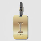 Glam Gold Diamant Monogramm Anfangsbuchstabe I Gepäckanhänger (Vorderseite Vertikal)
