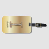 Glam Gold Diamant Monogramm Anfangsbuchstabe I Gepäckanhänger (Vorderseite (Horizontal))