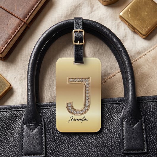 Glam Gold Diamant Monogramm Anfangsbuchstabe J Gepäckanhänger