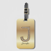 Glam Gold Diamant Monogramm Anfangsbuchstabe J Gepäckanhänger (Vorderseite Vertikal)