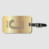 Glam Gold Diamant Monogramm Anfangsbuchstabe J Gepäckanhänger (Vorderseite (Horizontal))