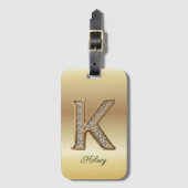 Glam Gold Diamant Monogramm Anfangsbuchstabe K Gepäckanhänger (Vorderseite Vertikal)