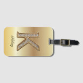 Glam Gold Diamant Monogramm Anfangsbuchstabe K Gepäckanhänger (Vorderseite (Horizontal))