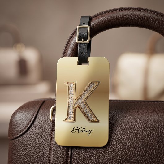 Glam Gold Diamant Monogramm Anfangsbuchstabe K Gepäckanhänger